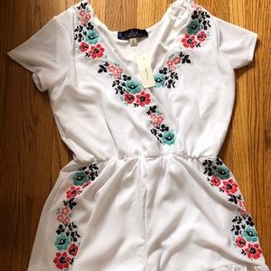 Women’s Blue Rain Medium White Romper